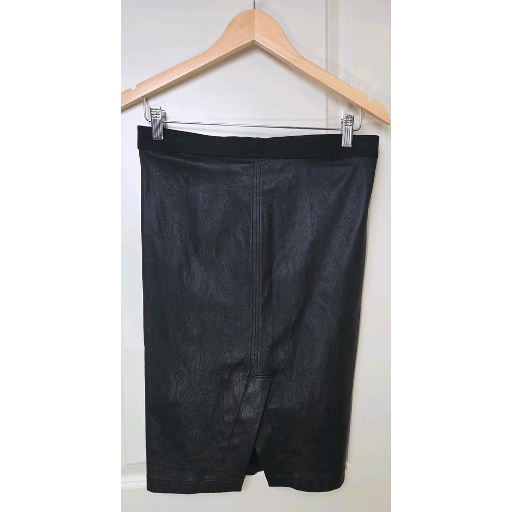 New Y2K Helmut Lang Leather Skirt Stretch Plonge Black Size 6 NWT MSRP $695